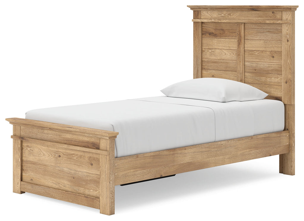 Makidern Tan Twin Panel Storage Bed