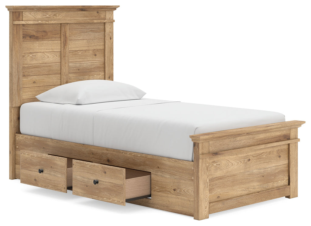 Makidern Tan Twin Panel Storage Bed