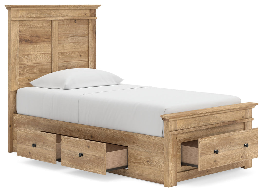 Makidern Tan Twin Panel Storage Bed