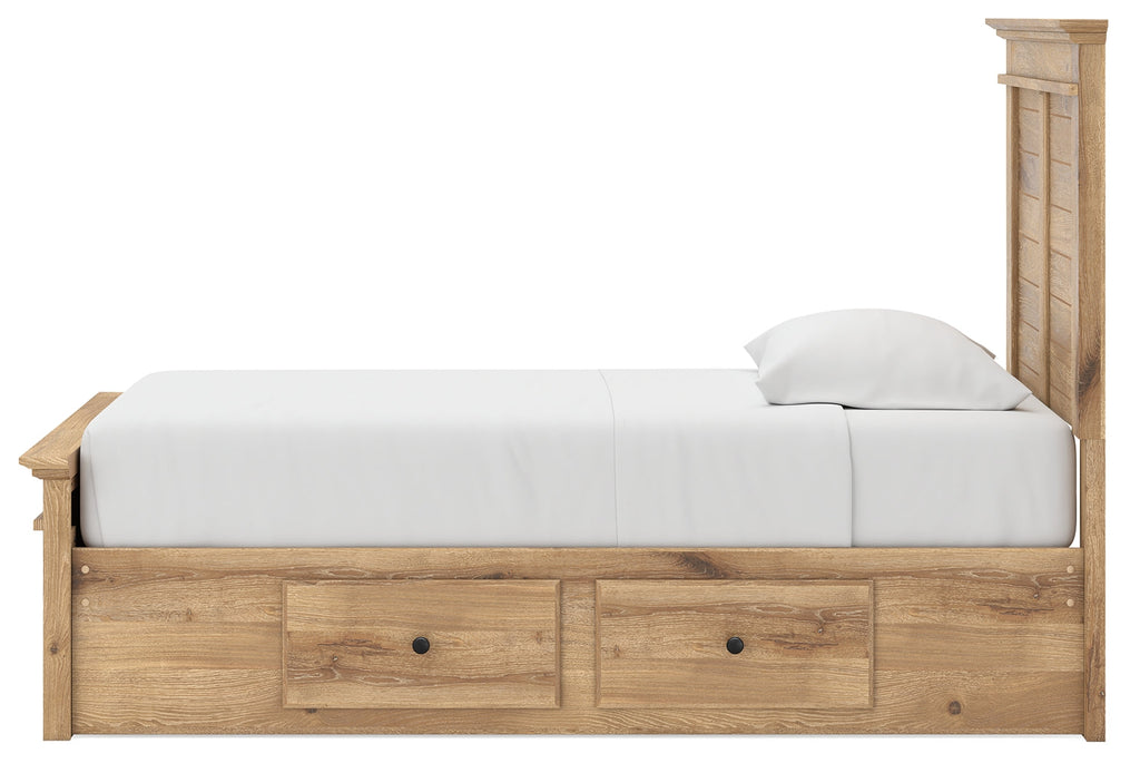 Makidern Tan Twin Panel Storage Bed