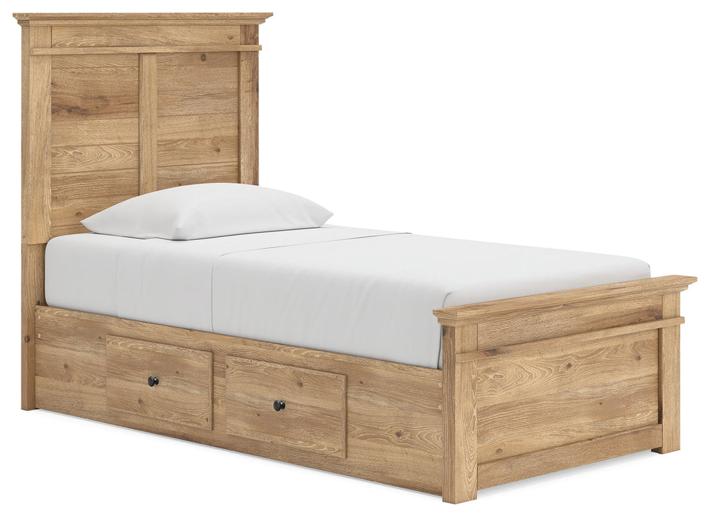 Makidern Tan Twin Panel Storage Bed