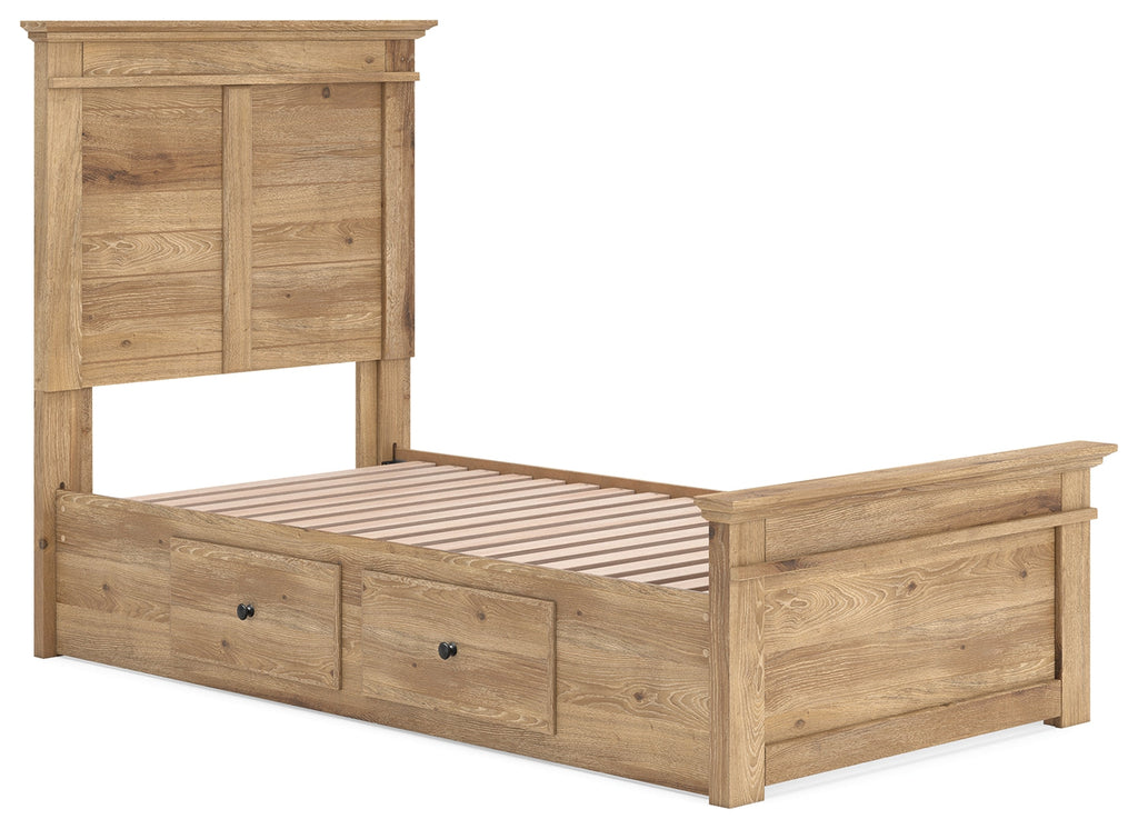 Makidern Tan Twin Panel Storage Bed
