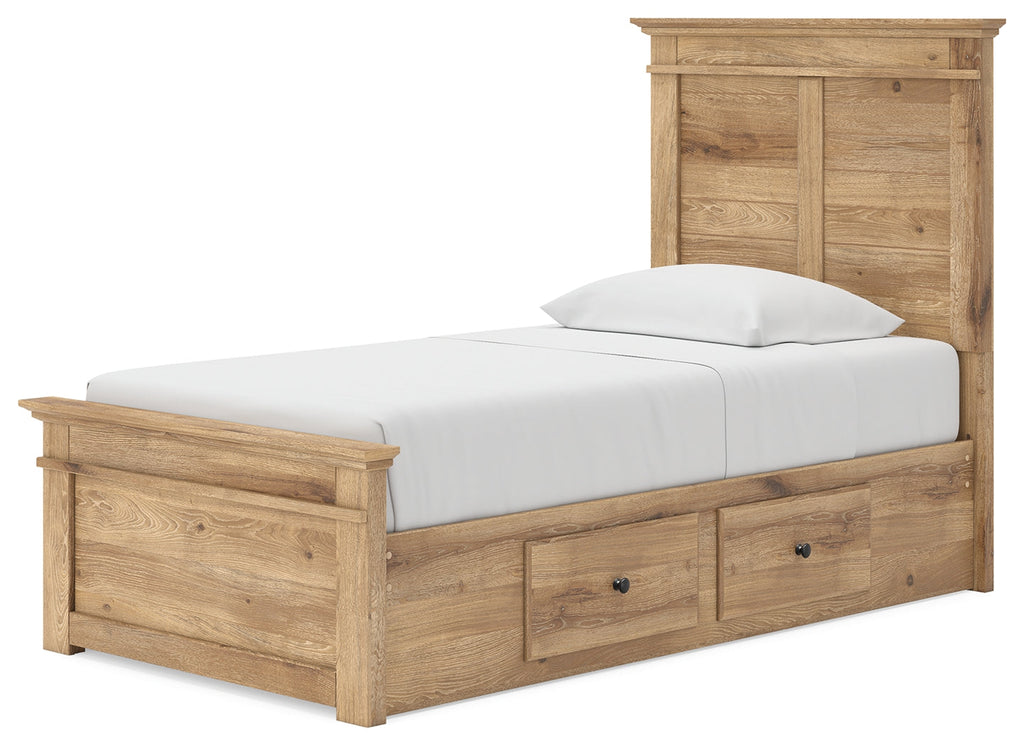 Makidern Tan Twin Panel Storage Bed