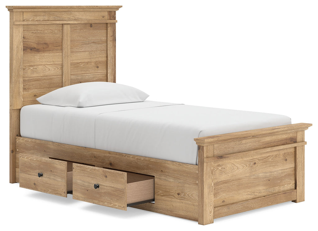 Makidern Tan Twin Panel Storage Bed