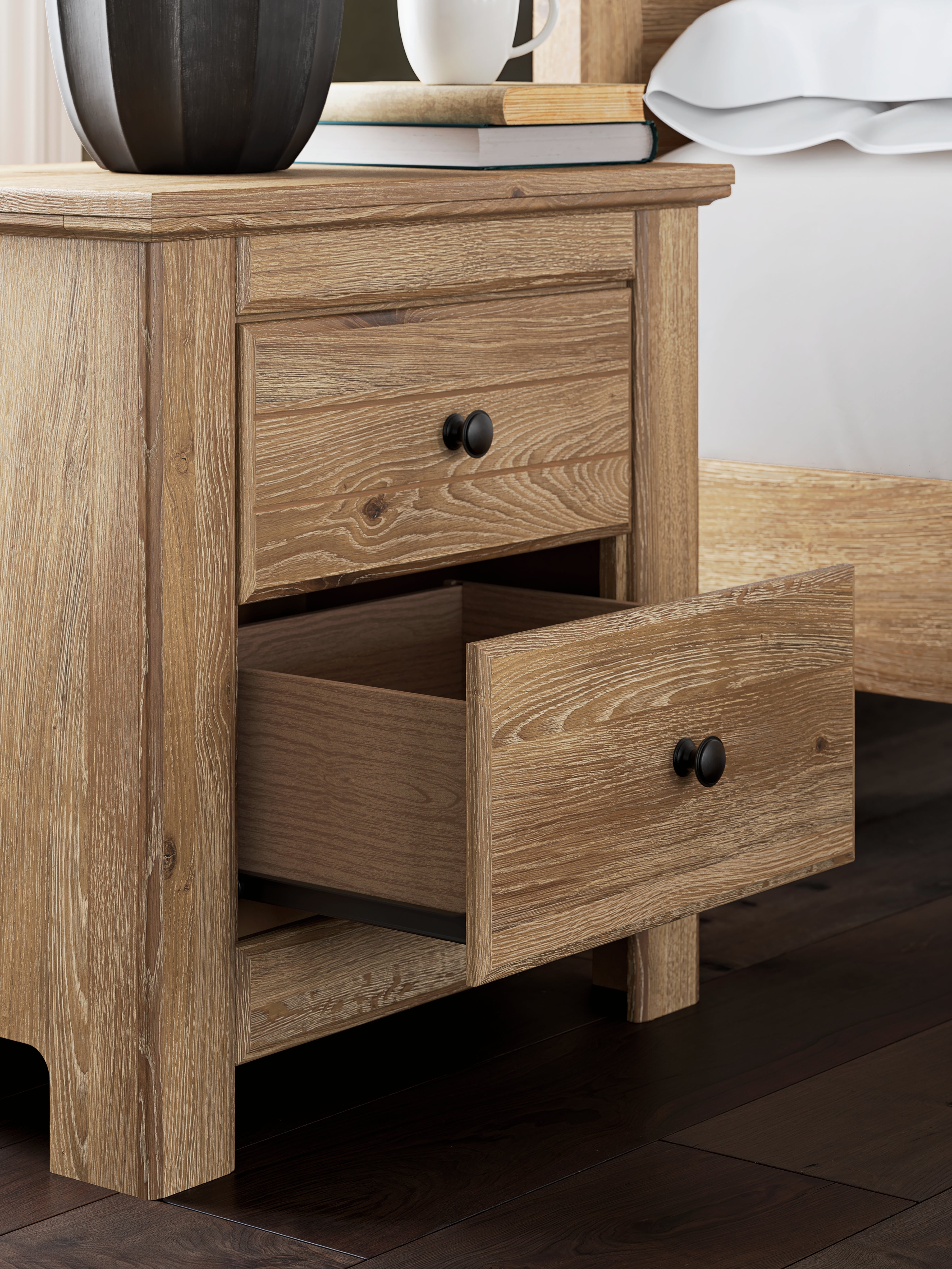 Makidern Tan Two Drawer Night Stand