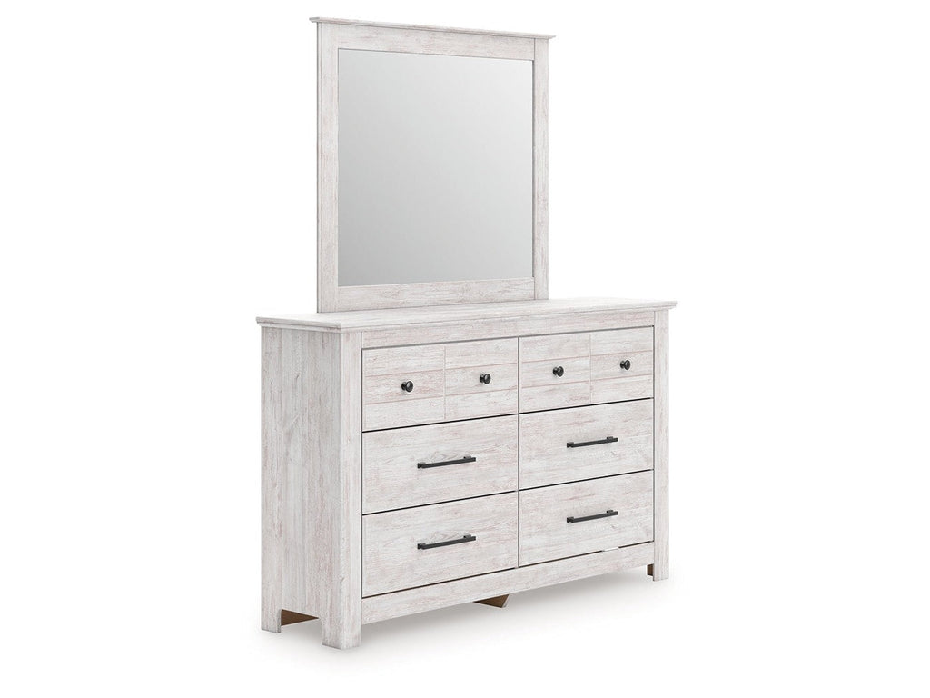 Makidern Whitewash Dresser and Mirror