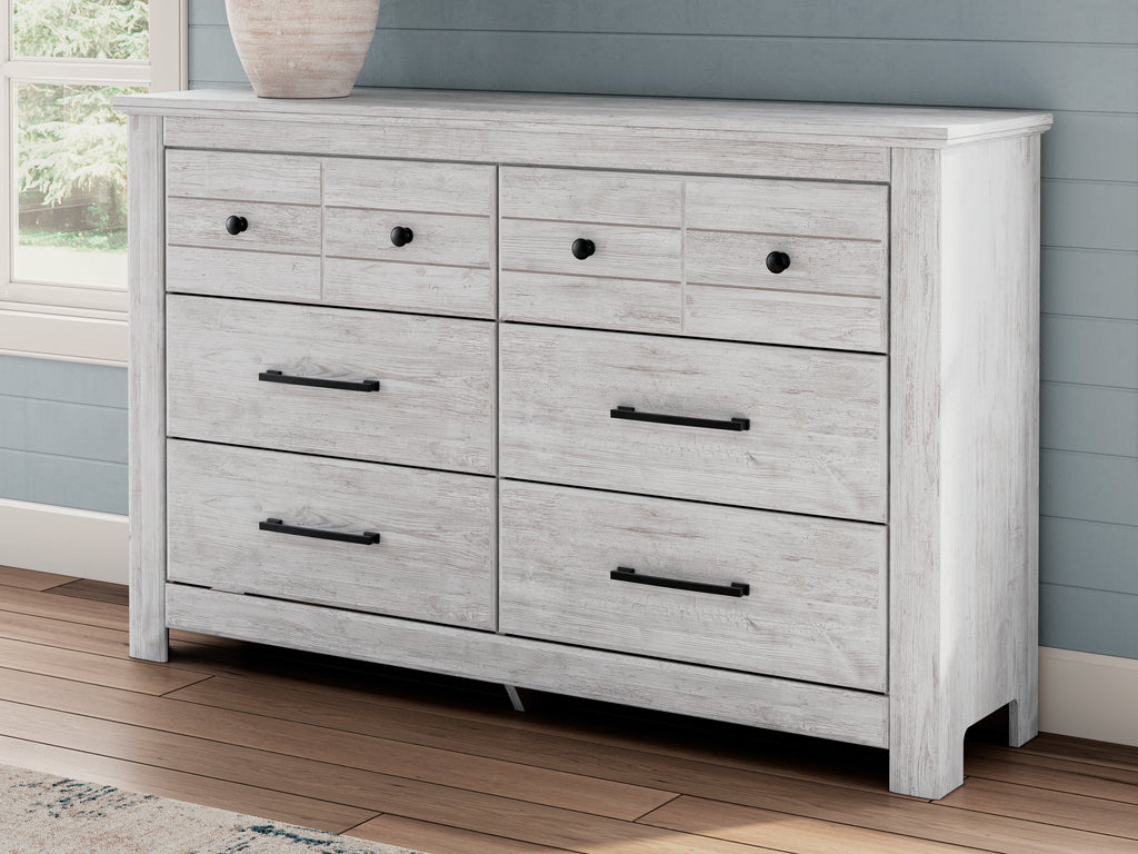 Makidern Whitewash Dresser and Mirror