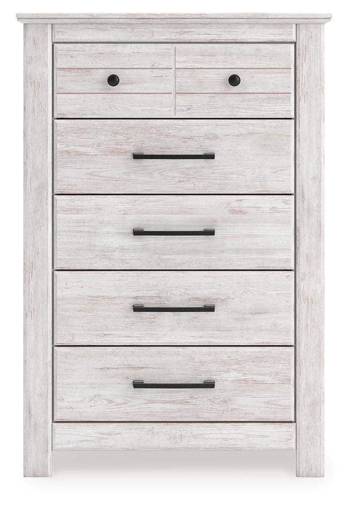 Makidern Whitewash Five Drawer Chest