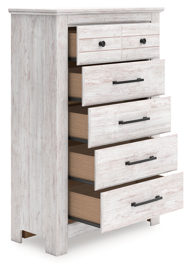 Makidern Whitewash Five Drawer Chest