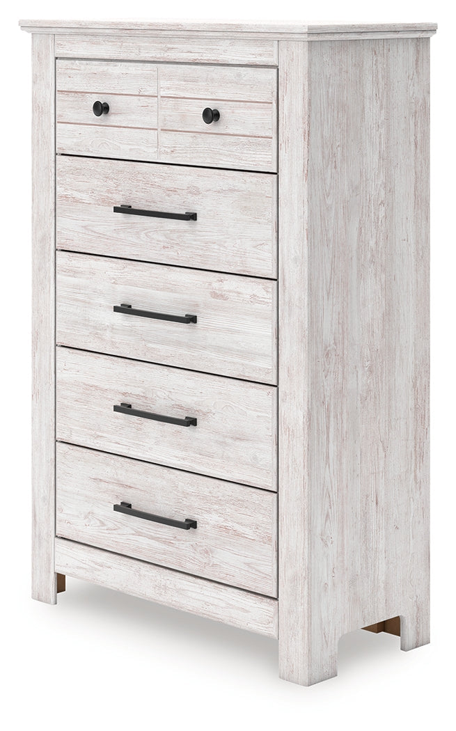 Makidern Whitewash Five Drawer Chest
