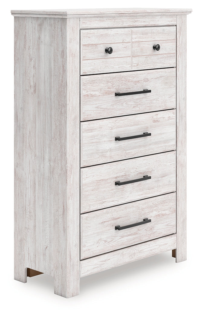 Makidern Whitewash Five Drawer Chest