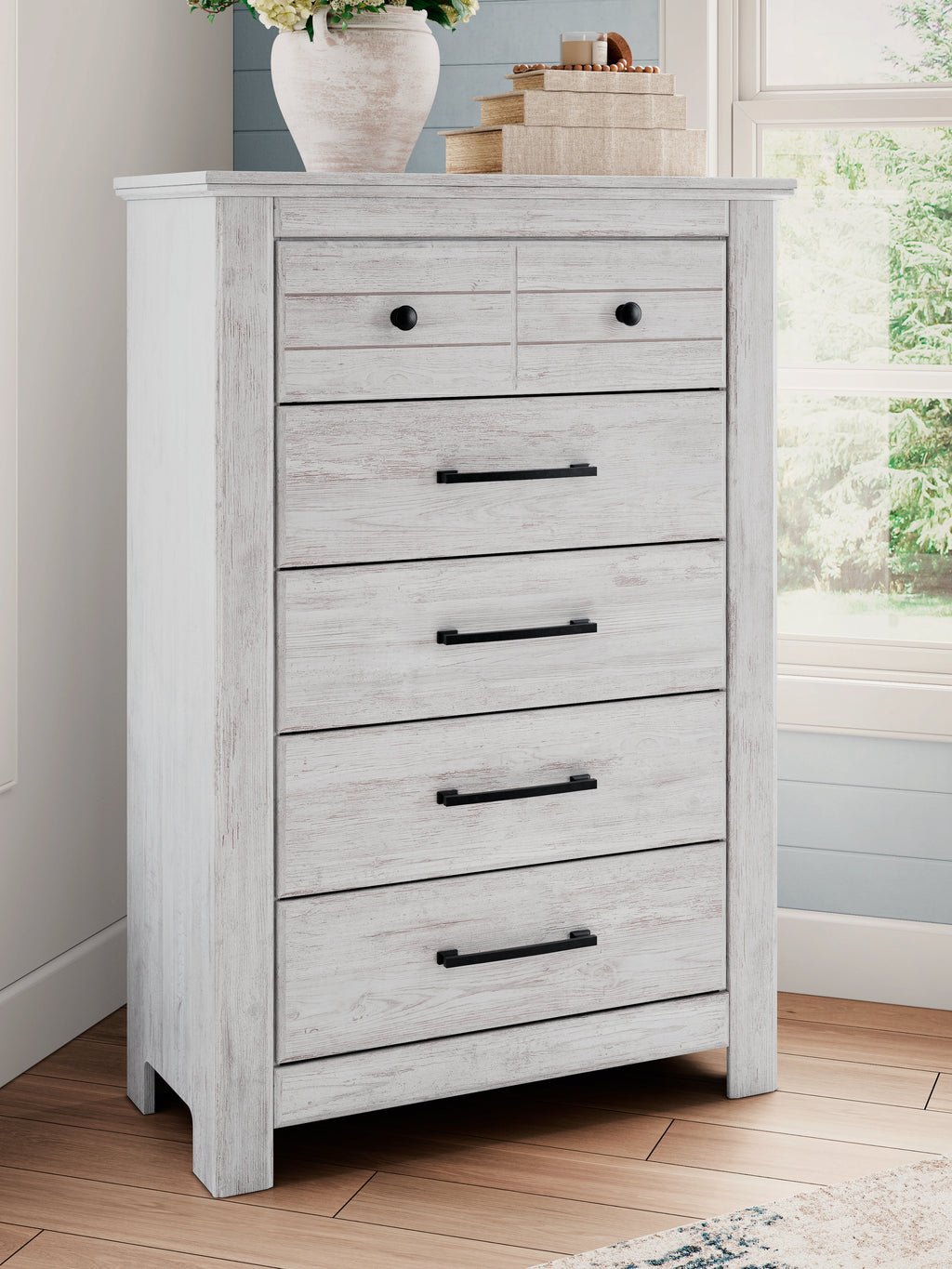 Makidern Whitewash Five Drawer Chest