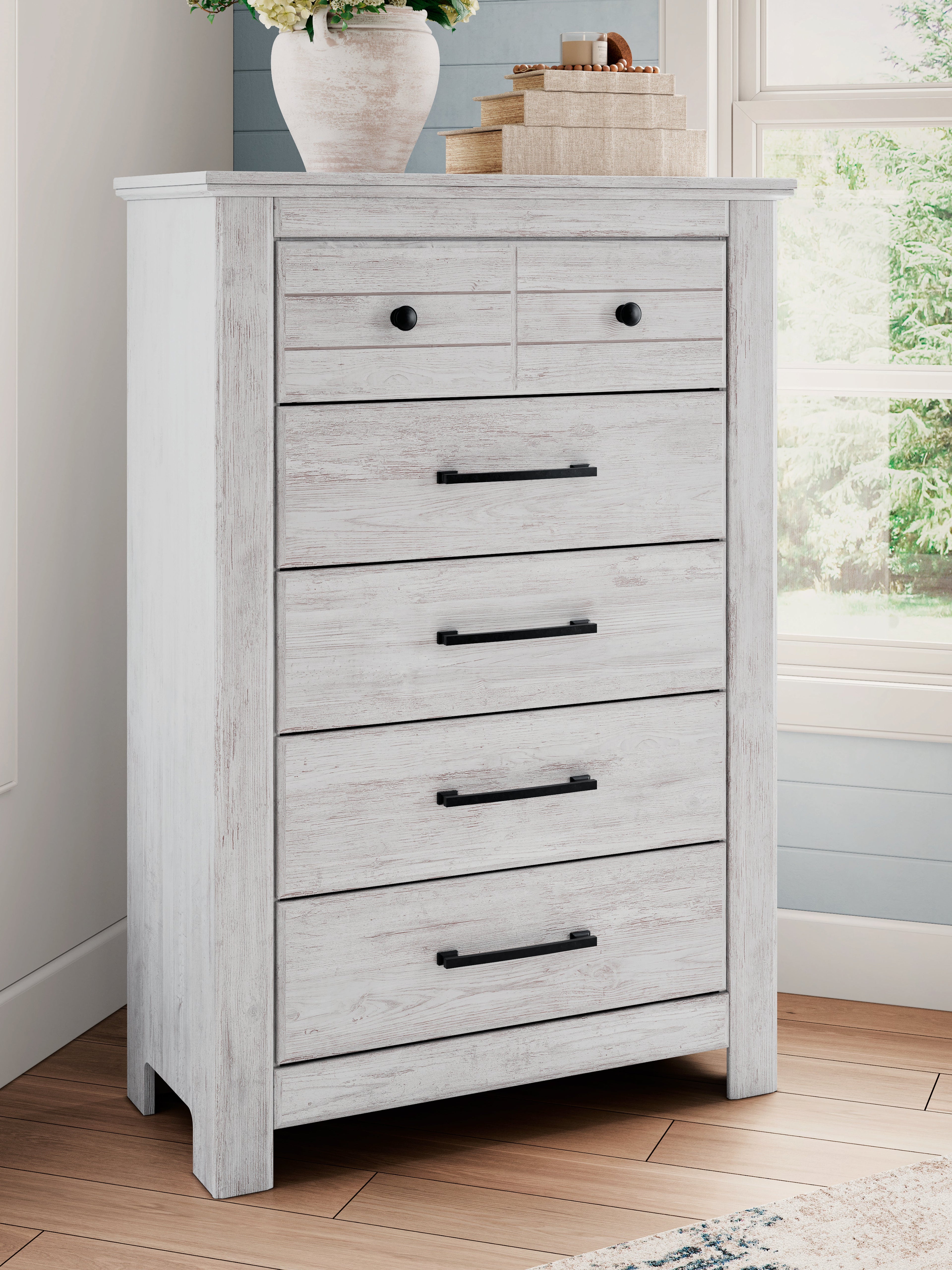 Makidern Whitewash Five Drawer Chest