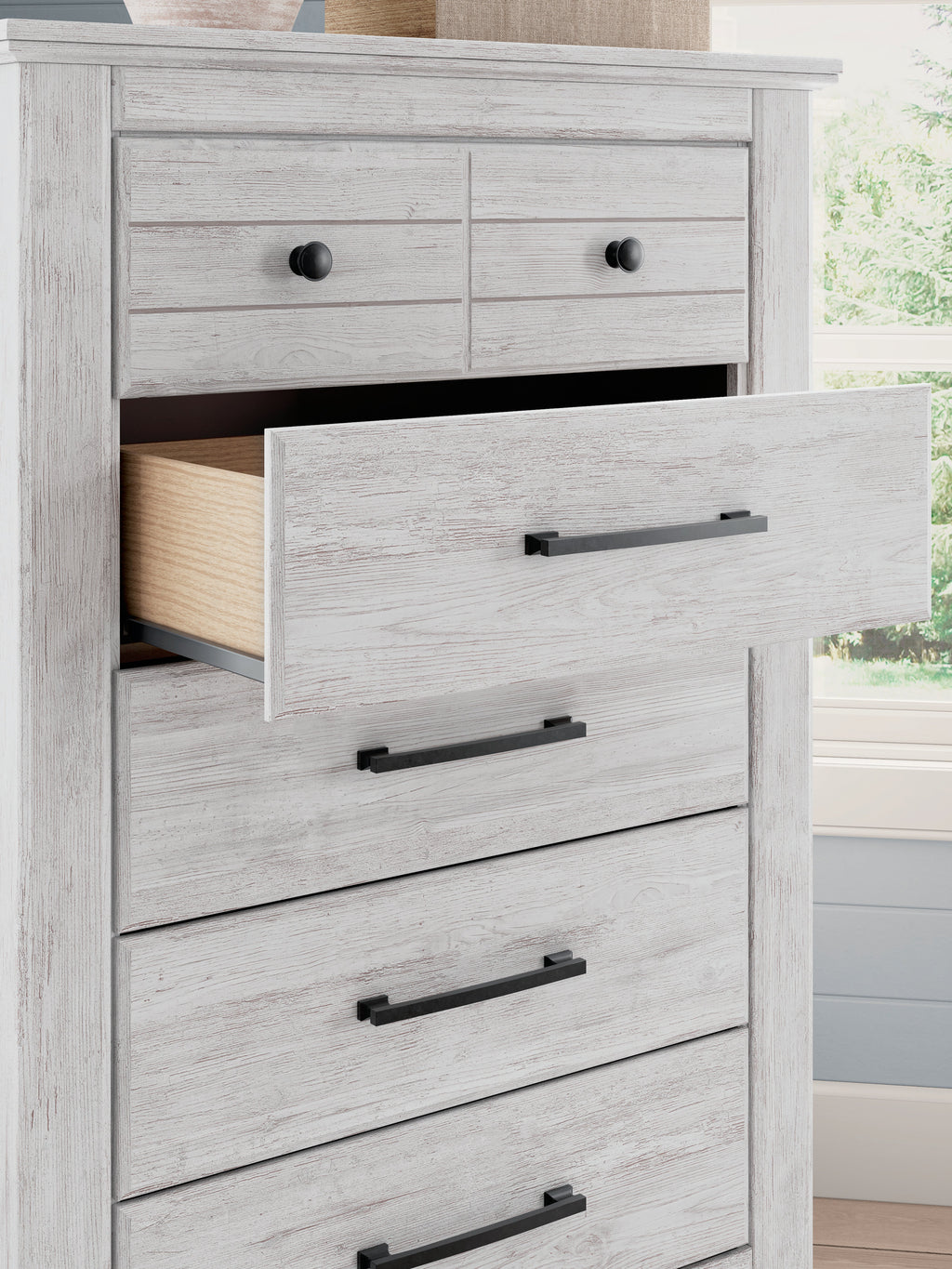 Makidern Whitewash Five Drawer Chest