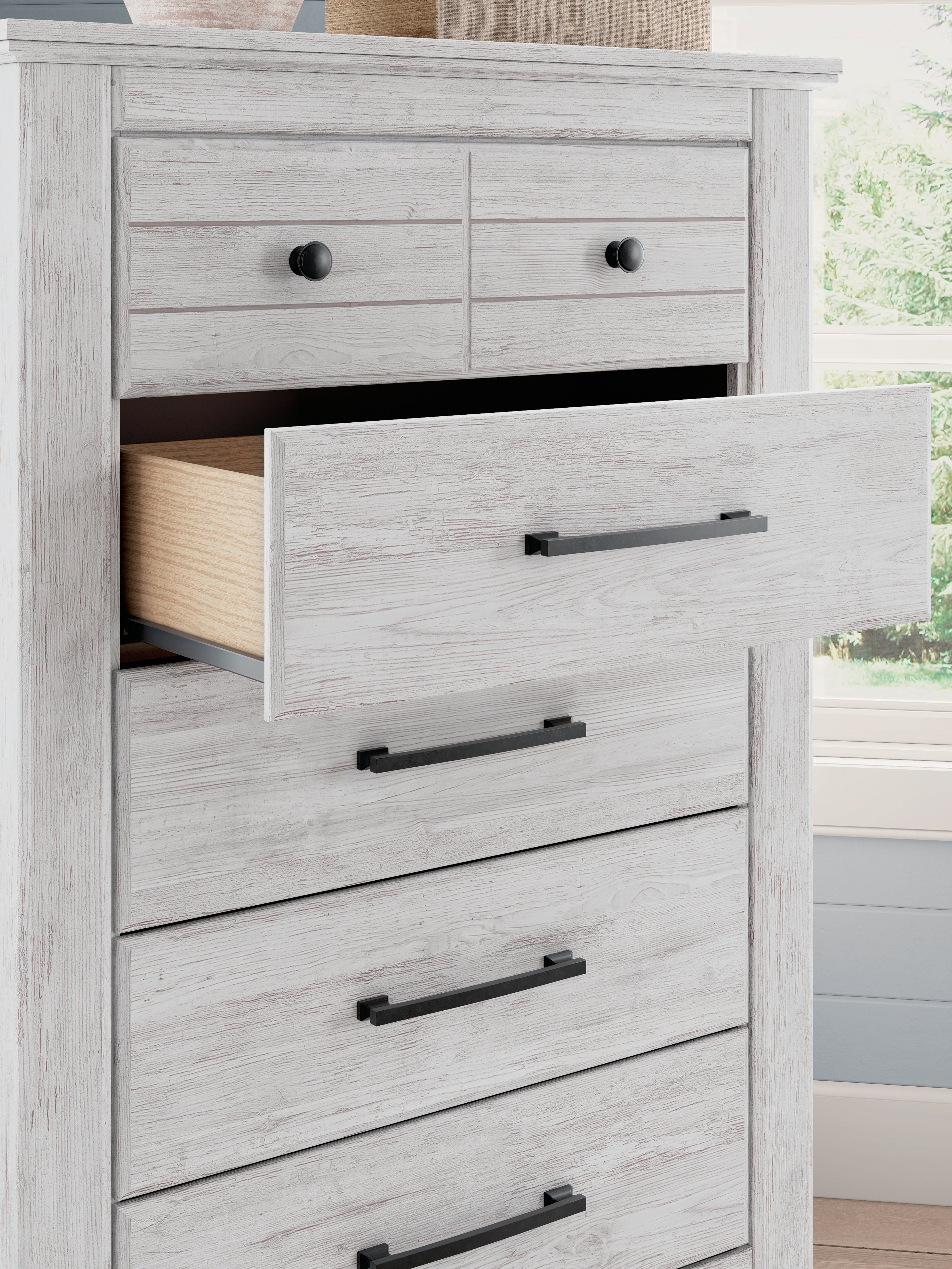 Makidern Whitewash Five Drawer Chest