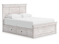 Makidern Whitewash Queen Panel 2 Storage Bed