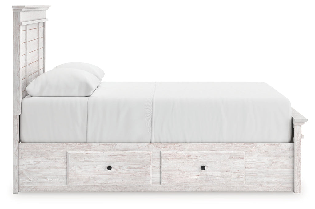 Makidern Whitewash Queen Panel 2 Storage Bed