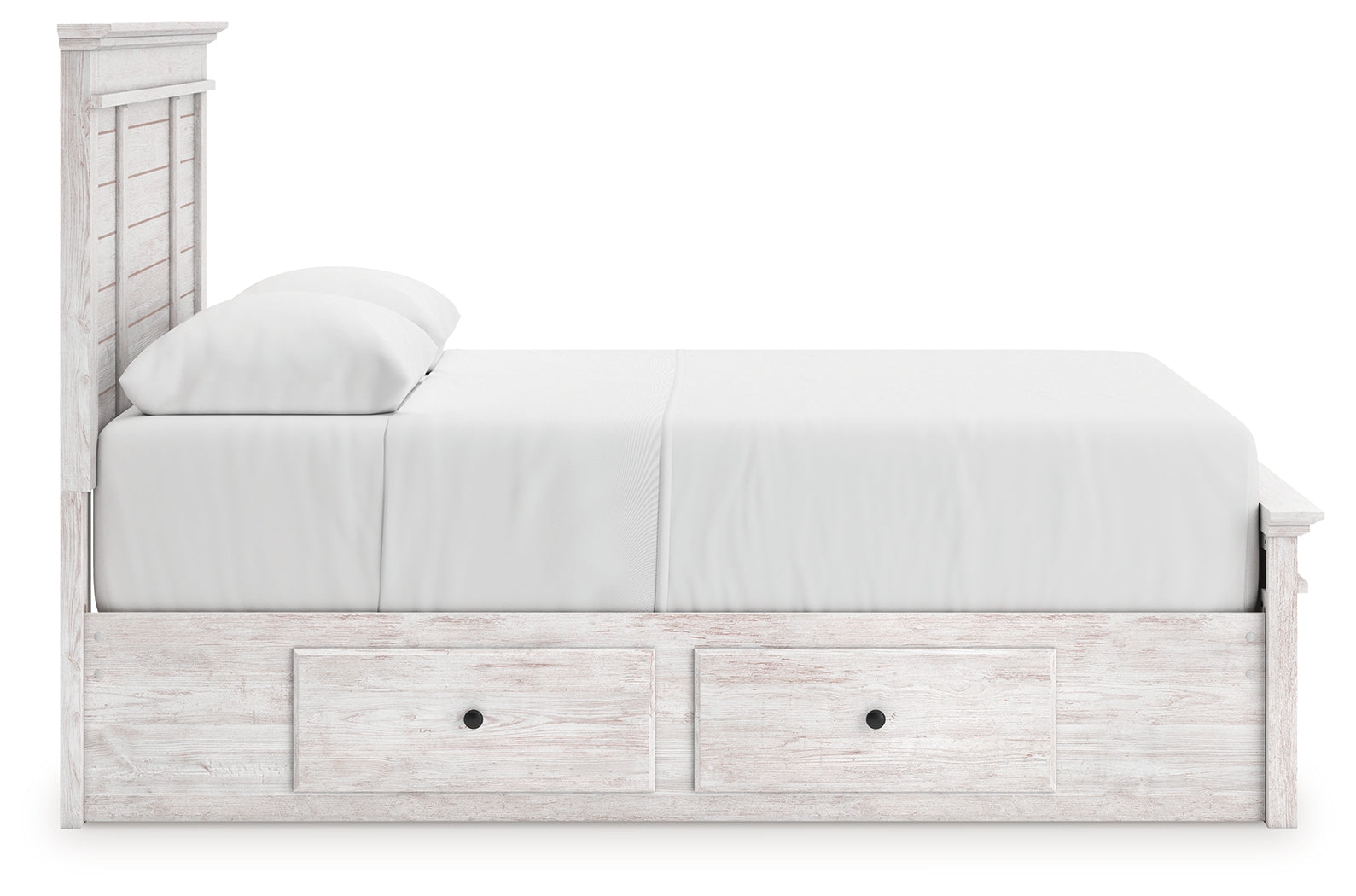 Makidern Whitewash Queen Panel 4 Storage Bed