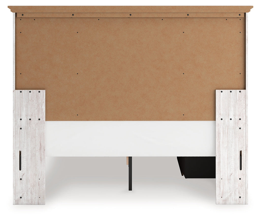 Makidern Whitewash Queen Panel 4 Storage Bed w/2 Footboard
