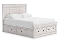 Makidern Whitewash Queen Panel 6 Storage Bed