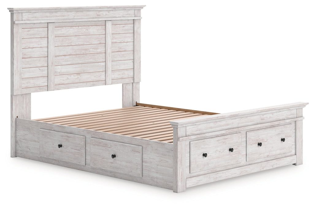 Makidern Whitewash Queen Panel 6 Storage Bed