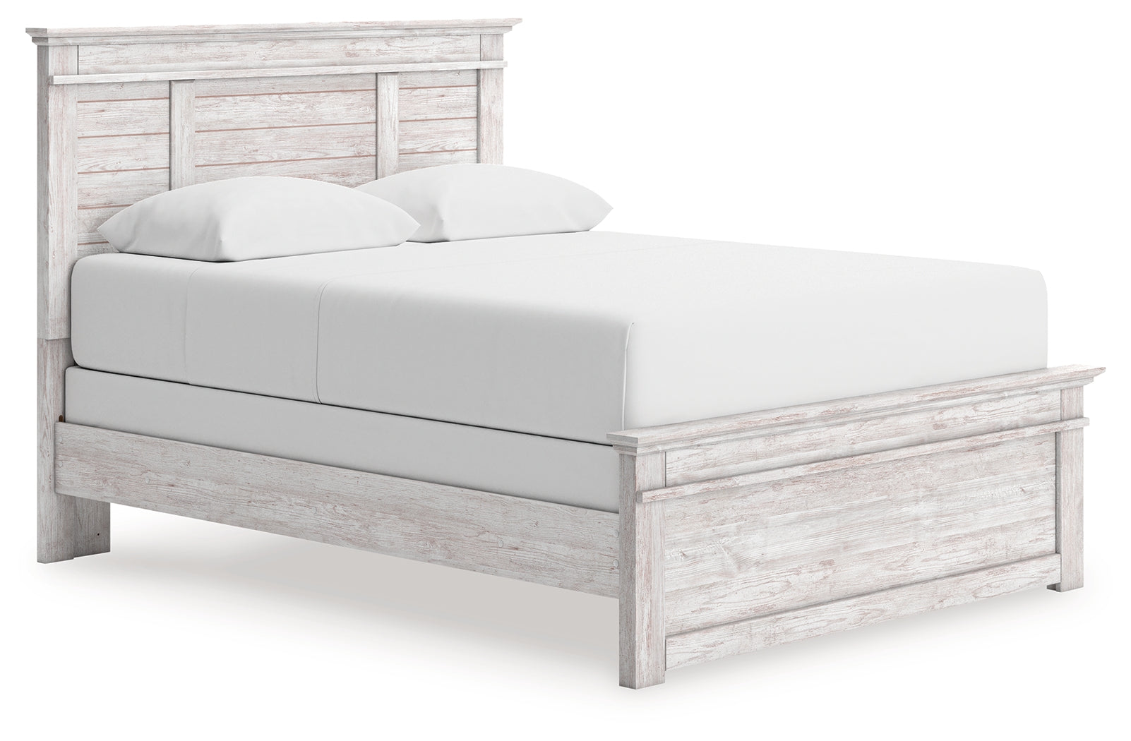 Makidern Whitewash Queen Panel Bed, Dresser and Mirror