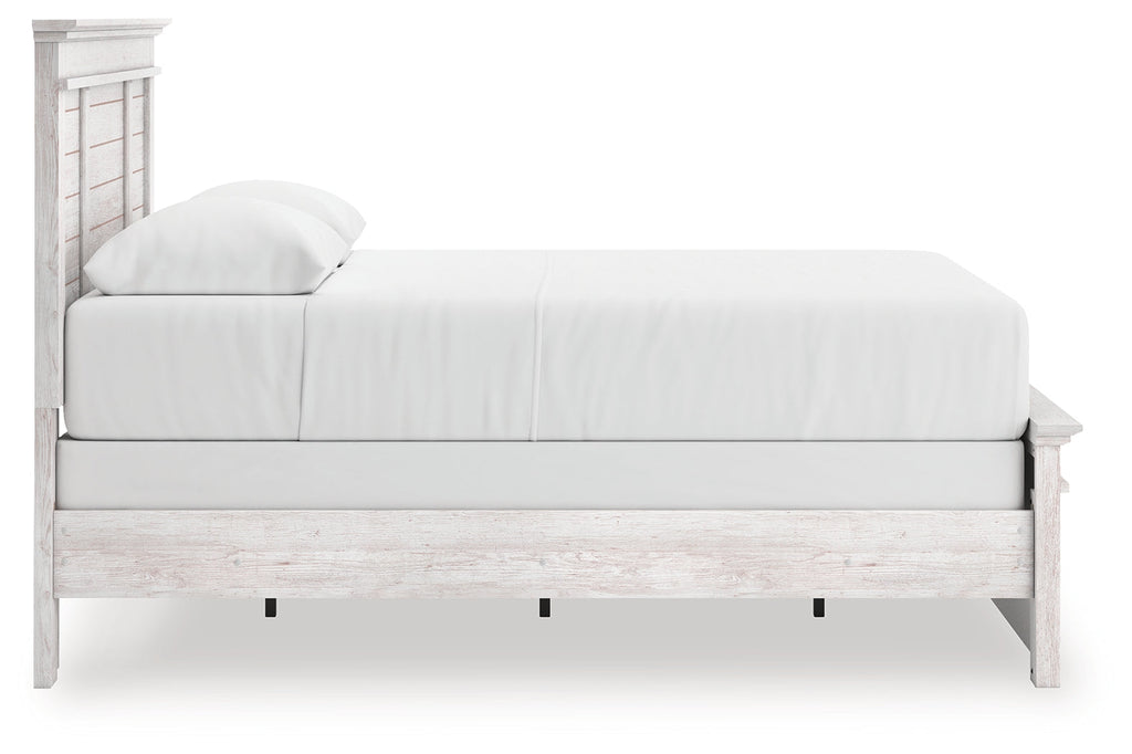 Makidern Whitewash Queen Panel Bed, Dresser and Mirror