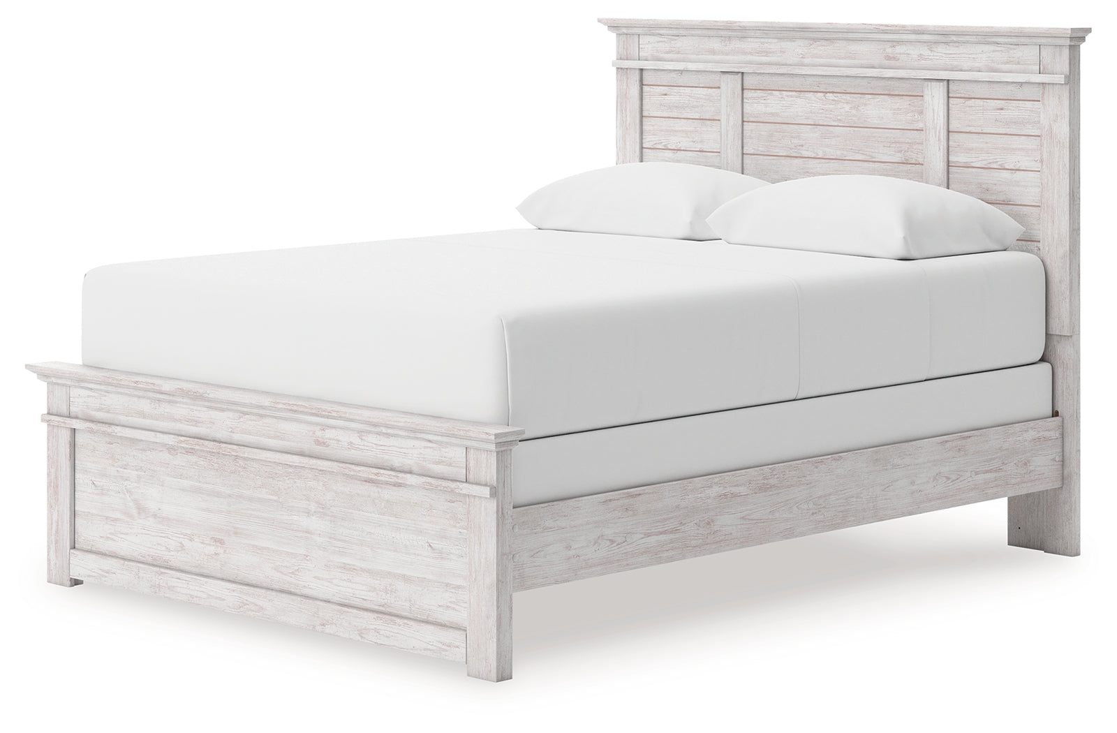 Makidern Whitewash Queen Panel Bed, Dresser and Mirror