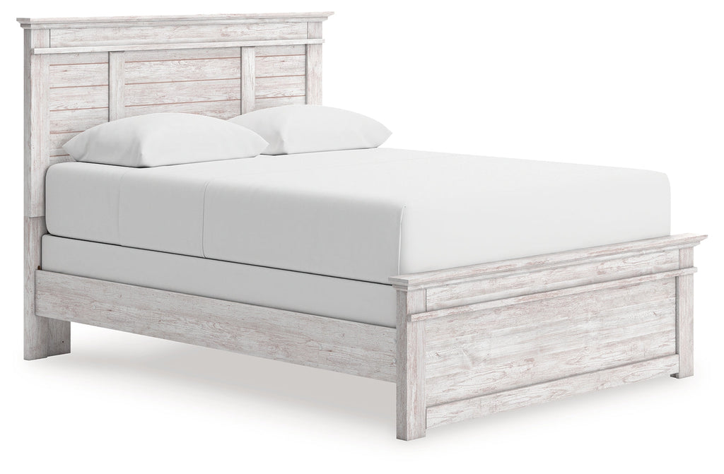 Makidern Whitewash Queen Panel Bed