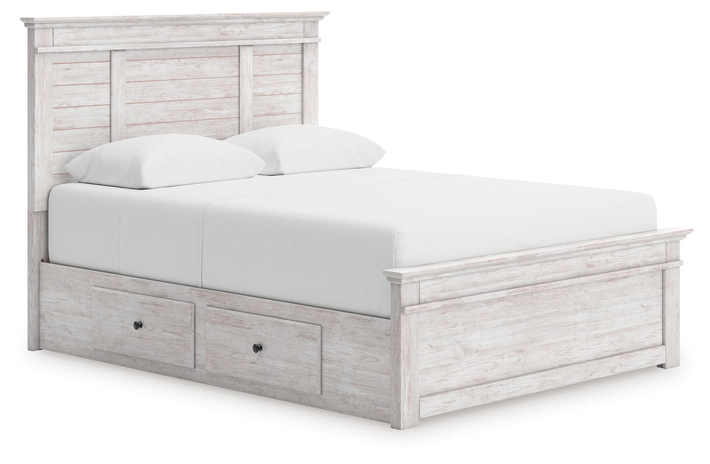 Makidern Whitewash Queen Panel Bed