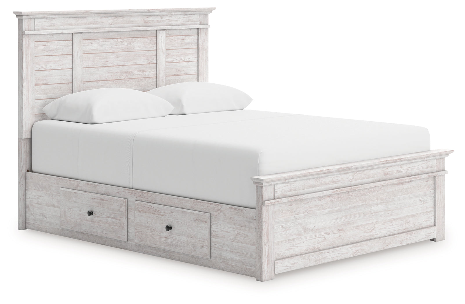 Makidern Whitewash Queen Panel Bed