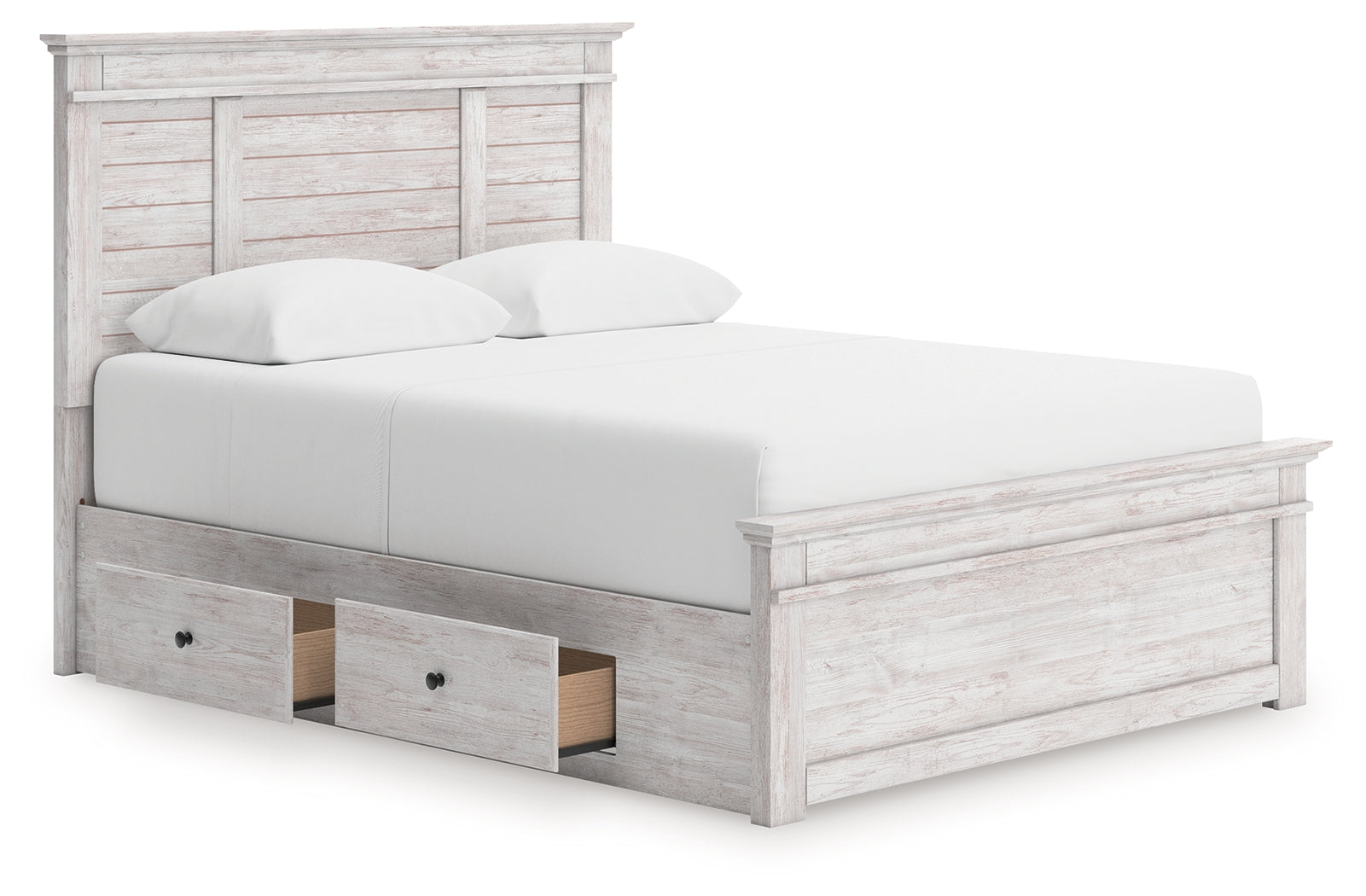 Makidern Whitewash Queen Panel Bed