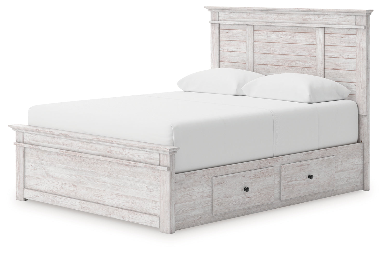 Makidern Whitewash Queen Panel Bed