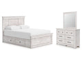 Makidern Whitewash Queen Panel Bed