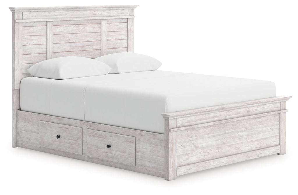 Makidern Whitewash Queen Panel Bed