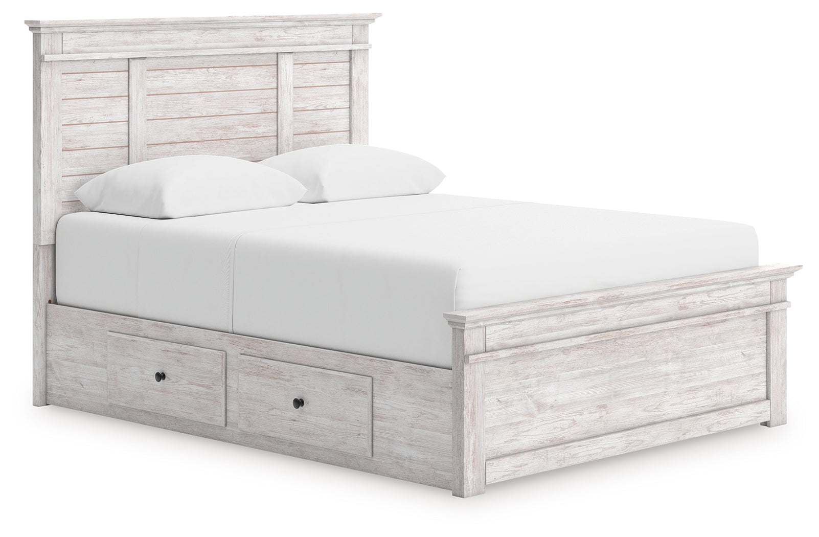 Makidern Whitewash Queen Panel Bed