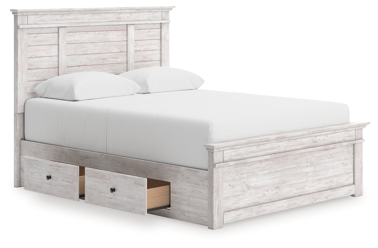 Makidern Whitewash Queen Panel Bed