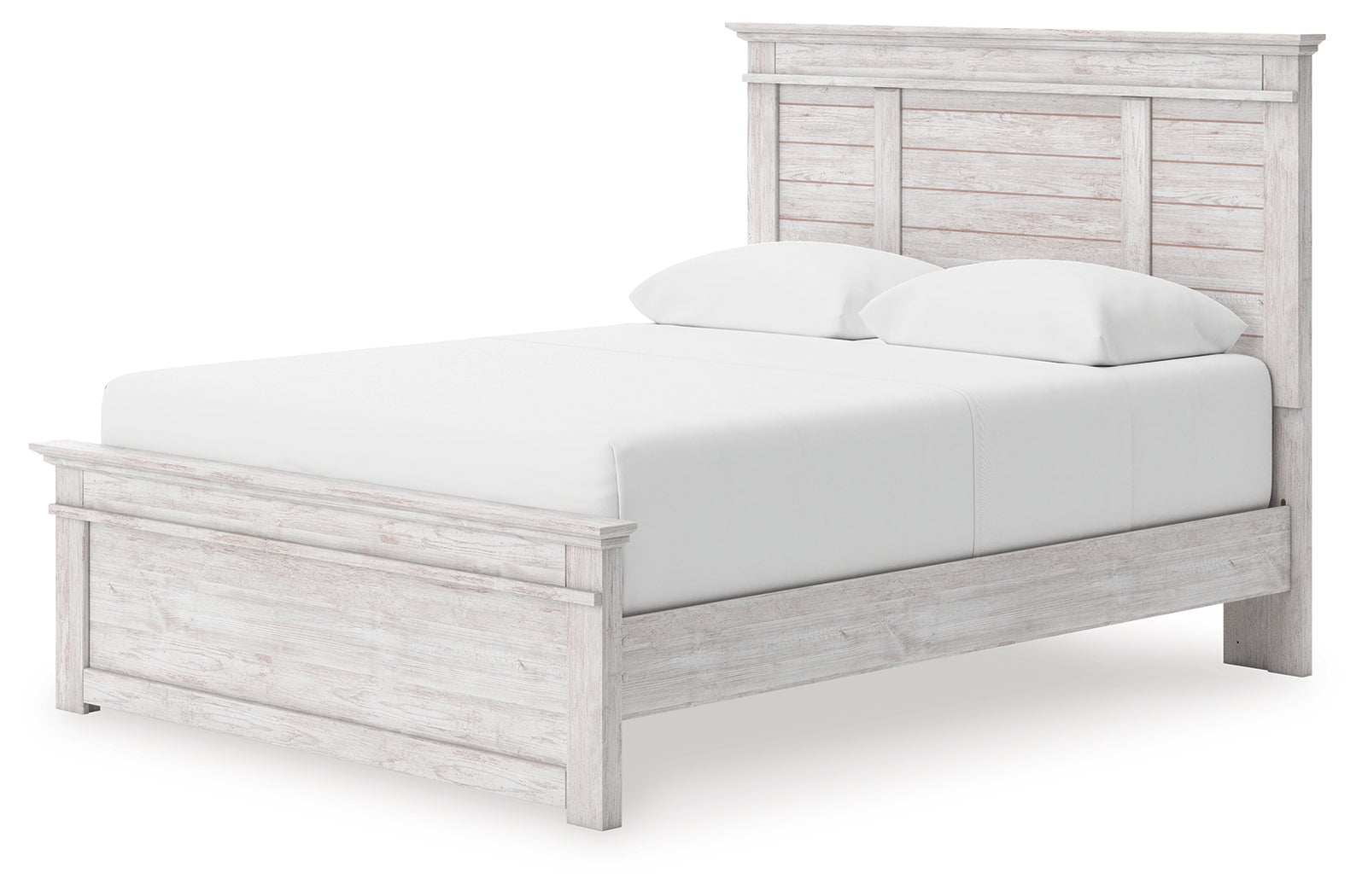 Makidern Whitewash Queen Panel Bed