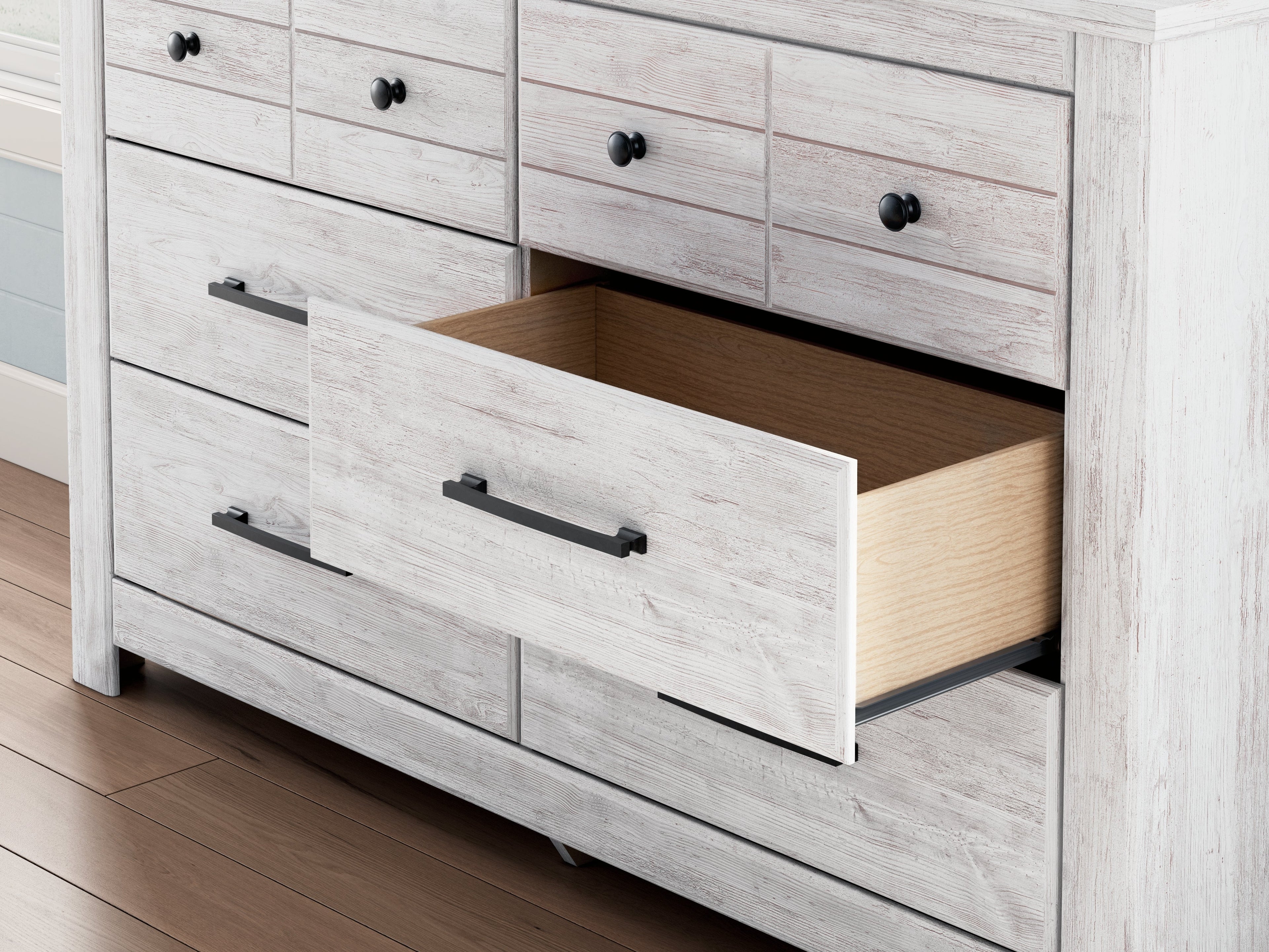 Makidern Whitewash Six Drawer Dresser