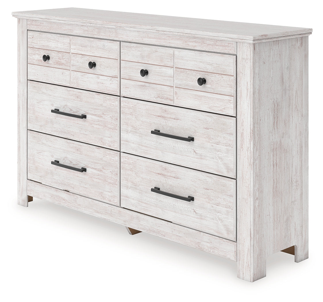 Makidern Whitewash Six Drawer Dresser