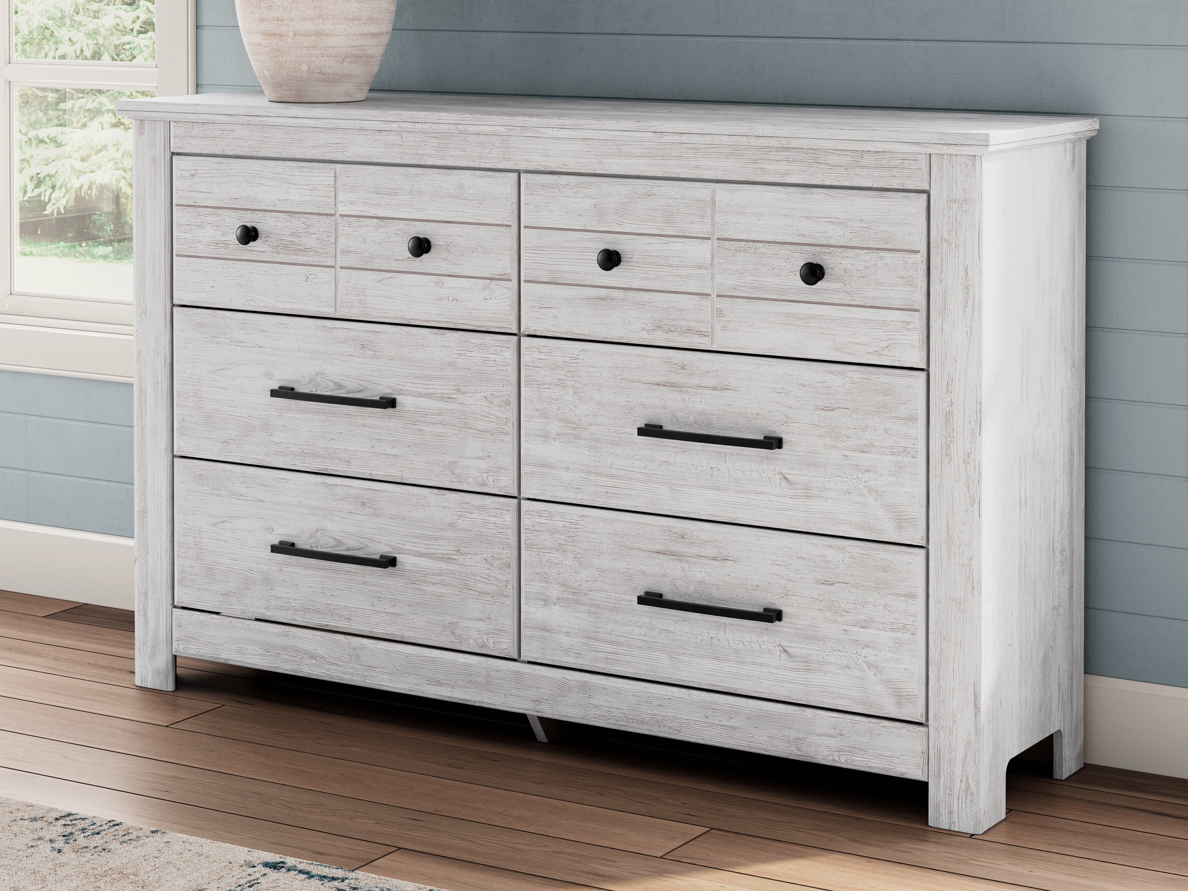 Makidern Whitewash Six Drawer Dresser