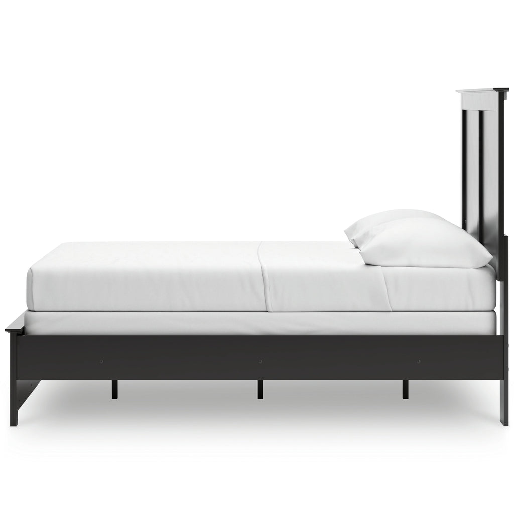 Maribel Black Full Panel Bed, Chest and Nightstand