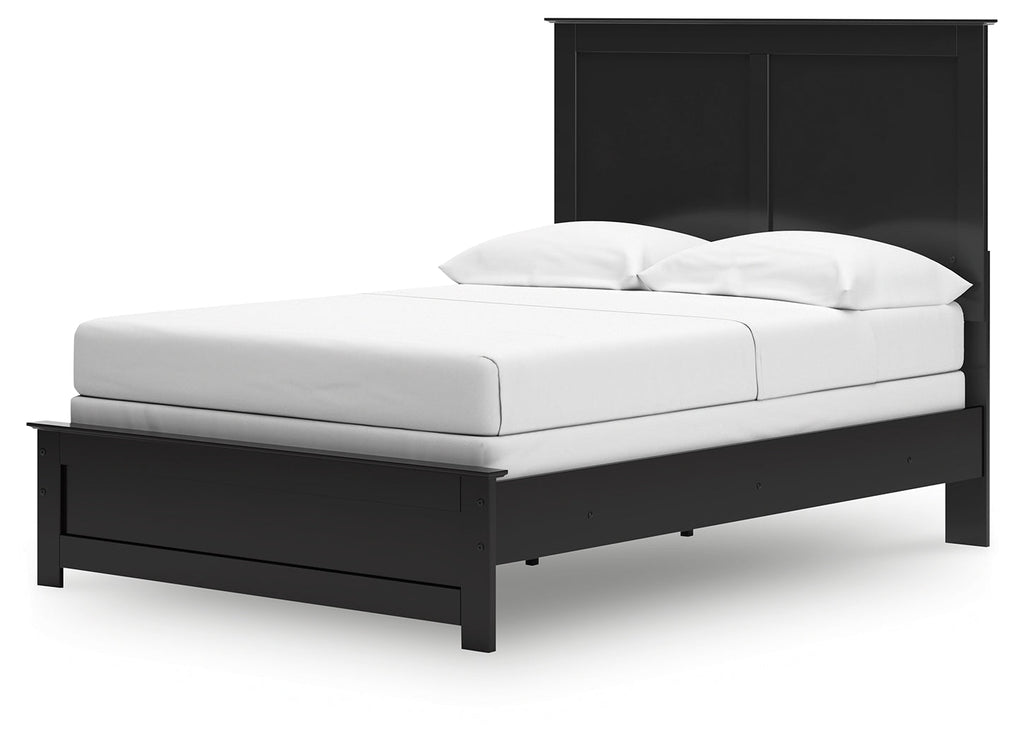 Maribel Full Panel Bed, Dresser, Mirror and Chest, Black