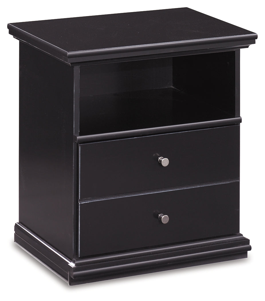 Maribel King/Cal King Panel Headboard, Dresser, Mirror and 2 Nightstands, Black