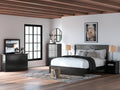 Maribel King Panel Bed, Dresser, Mirror, Chest and Nightstand, Black