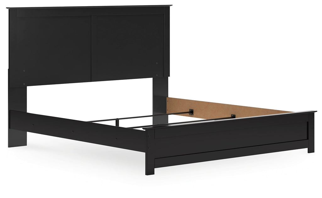 Maribel King Panel Bed, Dresser, Mirror, Chest and Nightstand, Black