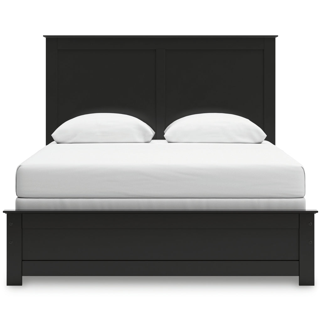 Maribel Black Queen Panel Bed, Chest and 2 Nightstands