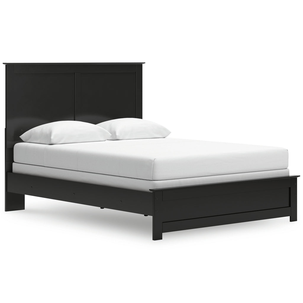 Maribel Black Queen Panel Bed, Chest and Nightstand