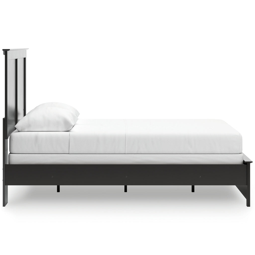 Maribel Queen Panel Bed, Dresser, Mirror and 2 Nightstands, Black
