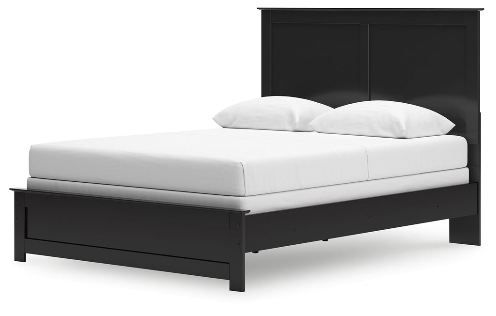 Maribel Black Queen Panel Bed, Dresser and Mirror